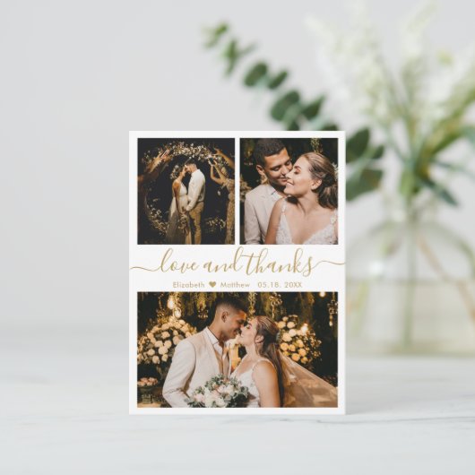 Weddenschap Foto Collage Love en Bedankt Bedankt P Briefkaart (Staand voorkant)