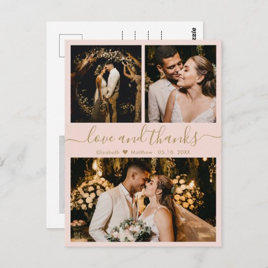 Weddenschap Foto Collage Love en Bedankt Hartelijk Briefkaart (Voorkant / Achterkant)