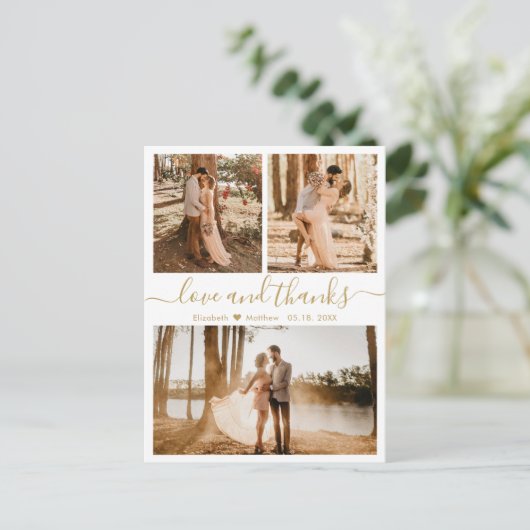 Weddenschap Foto Collage Love en Bedankt Hartelijk Briefkaart (Staand voorkant)