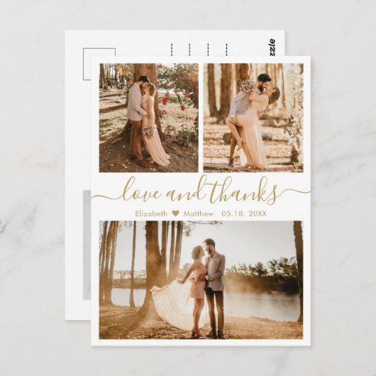 Weddenschap Foto Collage Love en Bedankt Hartelijk Briefkaart (Voorkant / Achterkant)