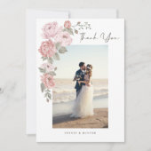 Weddenschap Foto Elegant Pink Pony Florals Bedankkaart (Voorkant)