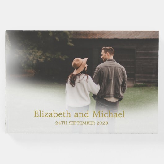Weddenschap Foto Gold Elegant Wedding Gastenboek (Voorkant)