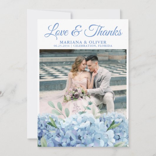 Weddenschap Foto Hartelijk dank! Blue Hydrangea Fl Kaart (Voorkant)