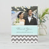 Weddenschap Foto kaarten Blauwe grijze Chevron (Staand voorkant)