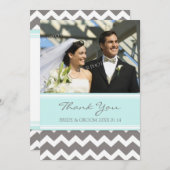 Weddenschap Foto kaarten Blauwe grijze Chevron (Voorkant / Achterkant)
