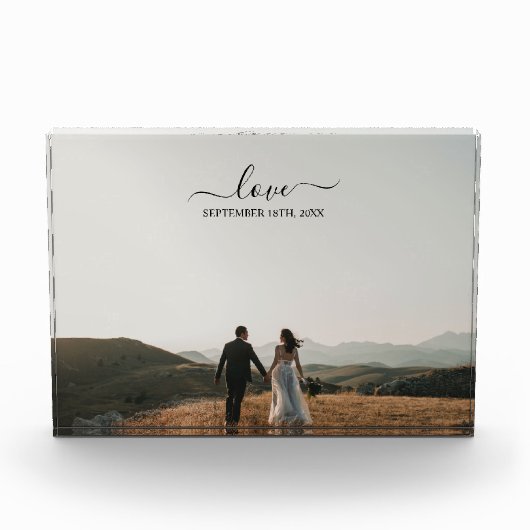 Weddenschap Foto Memory Love Wedding Photo Block (Voorkant)