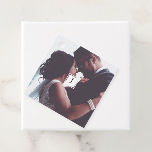 Weddenschap Foto Monogram Dank je bruiloft Bedankjes Labels (In situ)