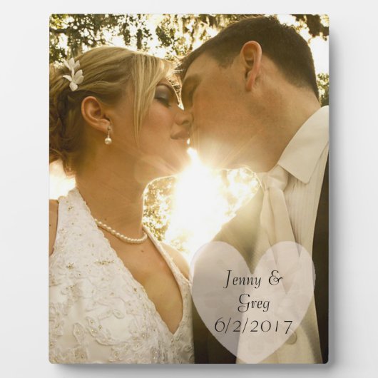 Weddenschap Foto Plaque met hart- en huwelijksdatu Fotoplaat (Voorkant)
