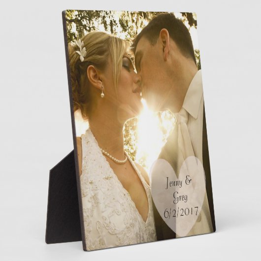Weddenschap Foto Plaque met hart- en huwelijksdatu Fotoplaat (Zijkant)