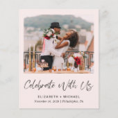 Weddenschap Foto Roze Celebration Reception Uitnod (Voorkant)