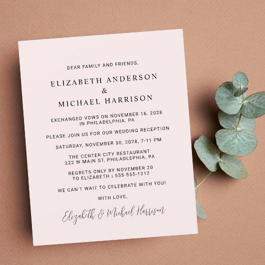 Weddenschap Foto Roze Celebration Reception Uitnod