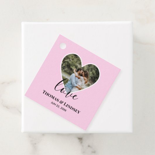 Weddenschap Foto roze Lijst Moderne kalligrafie Bedankjes Labels (In situ)