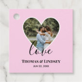 Weddenschap Foto roze Lijst Moderne kalligrafie Bedankjes Labels (Voorkant)