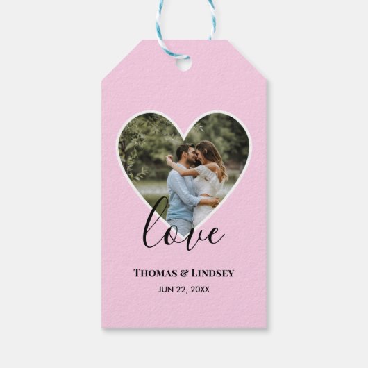 Weddenschap Foto roze Lijst Moderne kalligrafie Cadeaulabel (Achterkant)