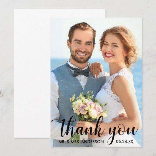 Weddenschap Foto van Bride Groom B Bedankkaart (Voorkant / Achterkant)