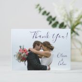 Weddenschap Foto van Bride Groom Bedankkaart (Staand voorkant)