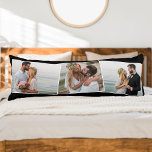Weddenschap Foto ZigZag Afbeelding Montage op maat Lichaamskussen<br><div class="desc">Creëer uw eigen unieke lichaamskussen met 3 van uw favoriete afbeeldingen. Het fotomalplaatje wordt opstelling om het fotocollage in een subtiele zigzag montage te creëer. Uw foto's worden getoond in landschapsformaat en met een smalle witte grens in bedwang gehouden. U kunt uw namen en trouwdatum (of andere douanetekst) op de...</div>