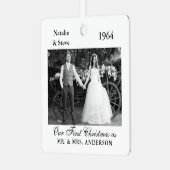 Weddenschap Fotojaar Memory Retro Black en White Metalen Ornament (Voorkant links)