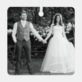 Weddenschap Fotojaar Memory Retro Black en White Metalen Ornament (Achterkant)