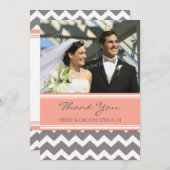 Weddenschap Foto's Coral Gray Chevron Bedankkaart (Voorkant / Achterkant)