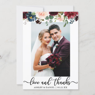 Weddenschap Foto's en Bedankt Burgundy Blue Floral