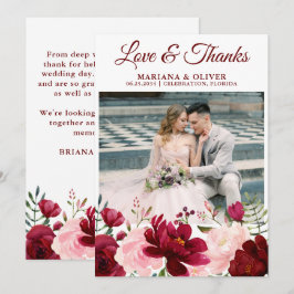 Weddenschap Foto's en Bedankt Kaart Burgundy Pink