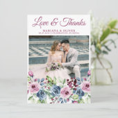 Weddenschap Foto's en Bedankt Kaart Navy Blue Wine (Staand voorkant)