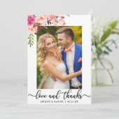 Weddenschap Foto's en Bedankt Roze Floral (Staand voorkant)