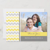 Weddenschap Foto's Gele grijze Chevron Bedankkaart (Voorkant)
