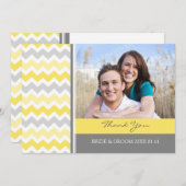 Weddenschap Foto's Gele grijze Chevron Bedankkaart (Voorkant / Achterkant)