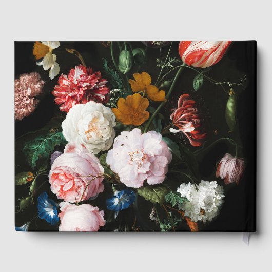 Weddenschap Gastboek Donkere zwarte rode flora Gastenboek (Achterkant)