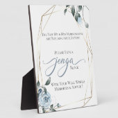Weddenschap Gastboek Jenga Piece Dusty Blue Floral Fotoplaat (Zijkant)