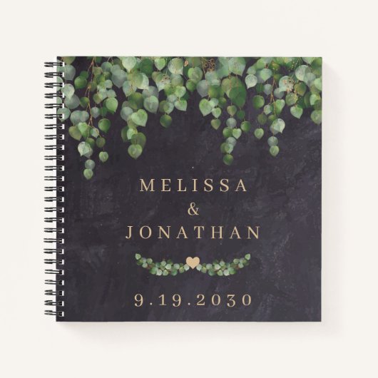 Weddenschap Gastboek Rustic Greenery Gold Botanica Notitieboek (Voorkant)
