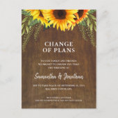 Weddenschap Geanneliseerde Rustic Sunflower Aankondigingskaart (Voorkant)