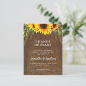 Weddenschap Geanneliseerde Rustic Sunflower Aankondigingskaart (Staand voorkant)