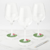 Weddenschap Gedekte Waterverf bloemen - Groen Roze Wijnglaslabel (Set)