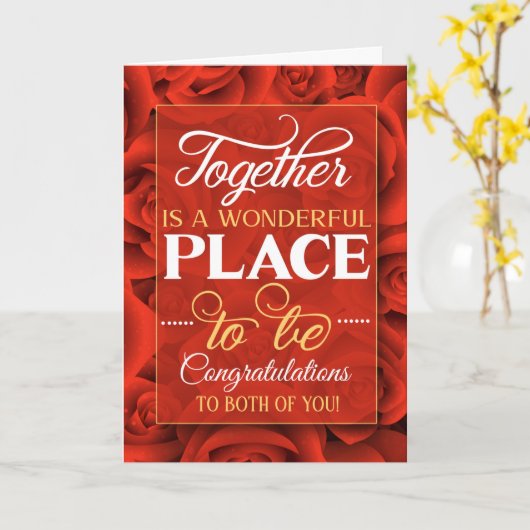 Weddenschap Gefeliciteerd Red Roses Kaart (Gele Bloem)