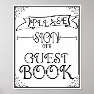 Weddenschap Gelieve ons gastenboek te ondertekenen Poster