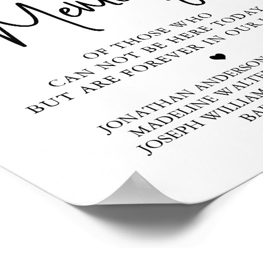 Weddenschap gepersonaliseerd in liefdevol geheugen poster (Hoek)