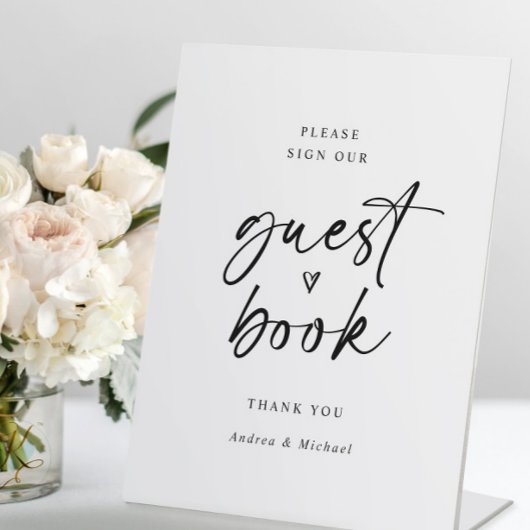 Weddenschap Gestbook Modern minimalistisch handsch Reclamebord Met Voetstuk