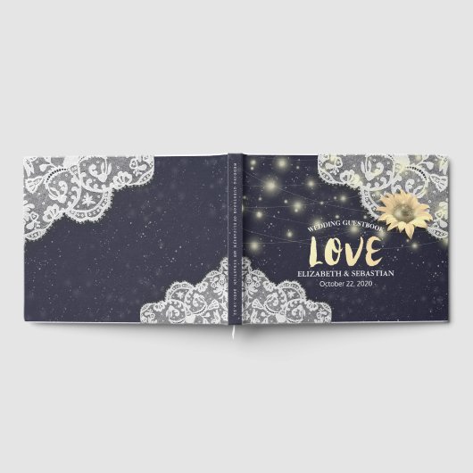 Weddenschap Gestbook Zonnebloemen en strijklichten Gastenboek (Volledig)