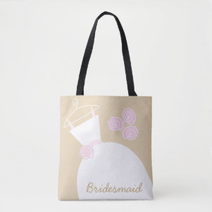 Weddenschap Gewn Pink Beige Bridesmaid overal Tote Bag