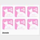 Weddenschap Gewn Pink sticker vierkant Vrijgezelle (Vel)