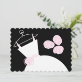 Weddenschap Gewn Pink vrijgezellenfeest zwarte pas Kaart (Staand voorkant)