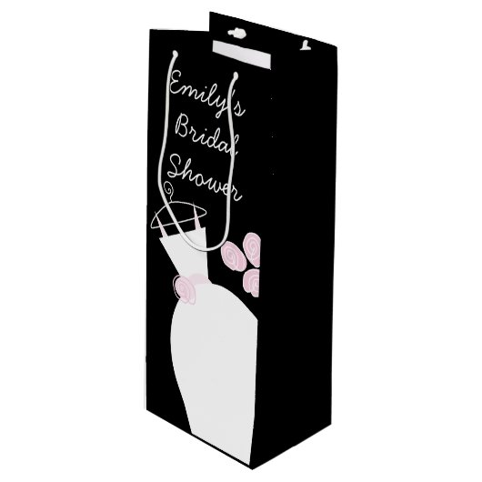 Weddenschap Gewn Roze Vrijgezellenfeest zwarte wij Wijn Cadeautas (Voorkant Gekanteld)