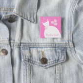 Weddenschap Gewonnen Roze 'Bridesmaid'-plein Vierkante Button 5,1 Cm (In situ)