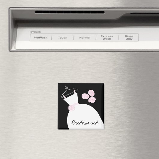 Weddenschap Gewonnen Roze 'Bridesmaid' zwart Magneet (Insitu (Vaatwasser))