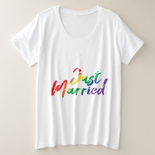 Weddenschap gewoon gehuwde regenboogkleurige Gift  Grote Maat T-shirt