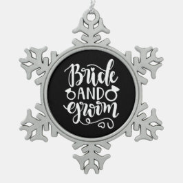 Weddenschap Gift Bride en Groom Tin Sneeuwvlok Ornament