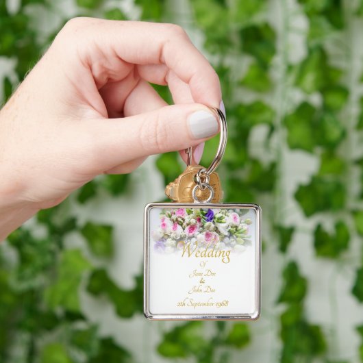 Weddenschap Gift - Bride met kleurrijke bruiloft Sleutelhanger (Hand)